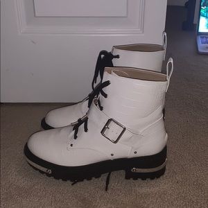 White combat boots